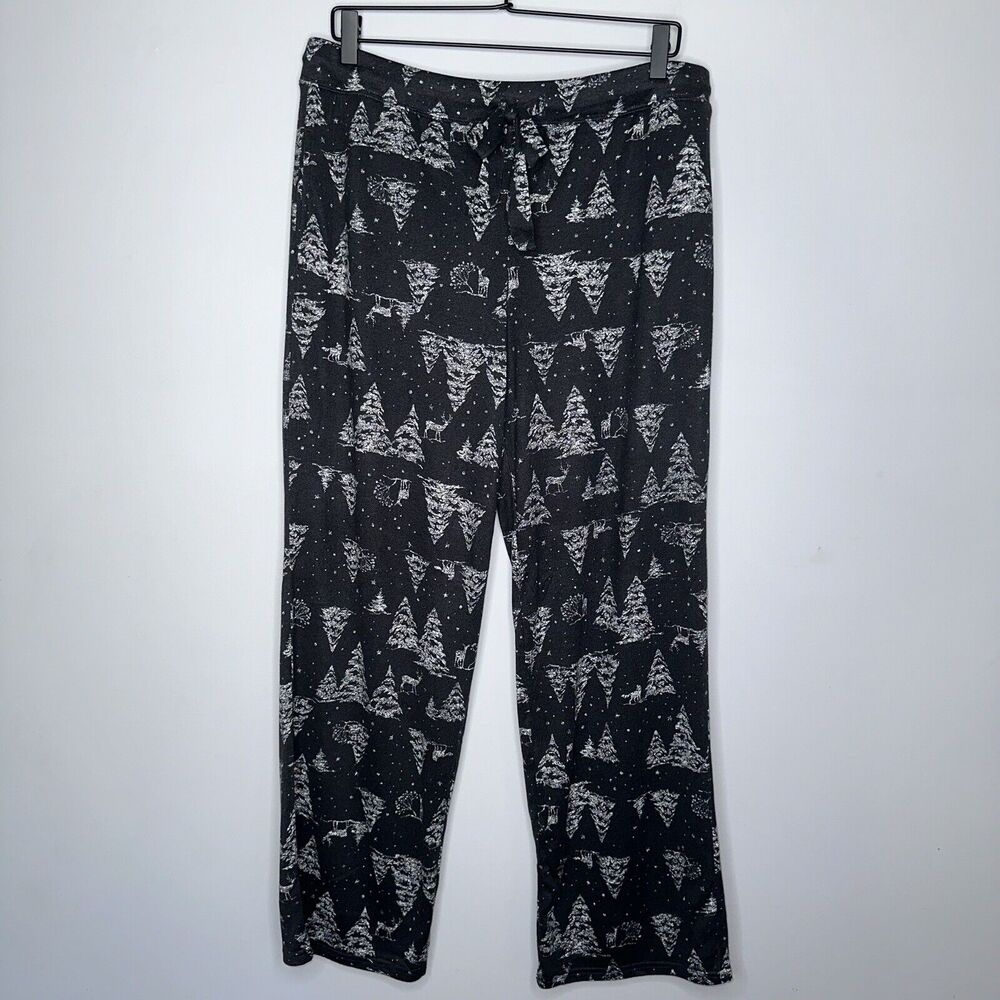 Joyspun Women's Hacci Knit Wide Leg Pajama Pants Christmas Size Medium